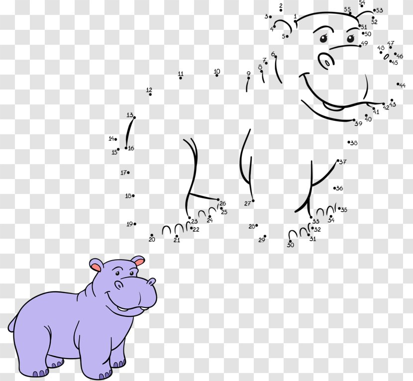Hippopotamus Rhinoceros Connect The Dots Illustration - Silhouette - Cartoon Hippo Transparent PNG