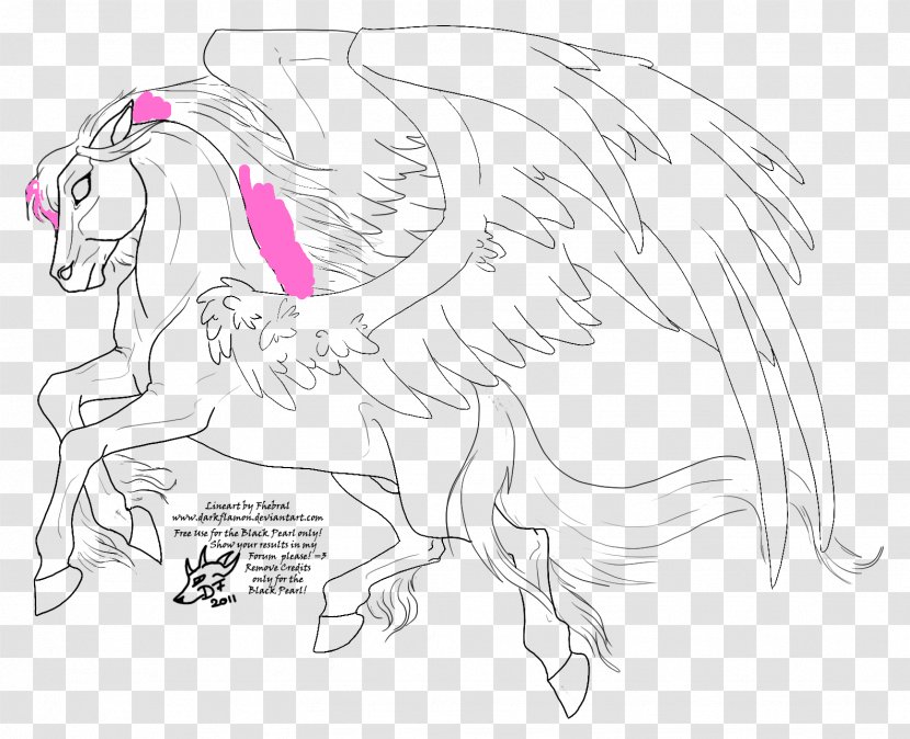 Horse Pony Line Art Drawing - Heart - Unicorn Horn Transparent PNG