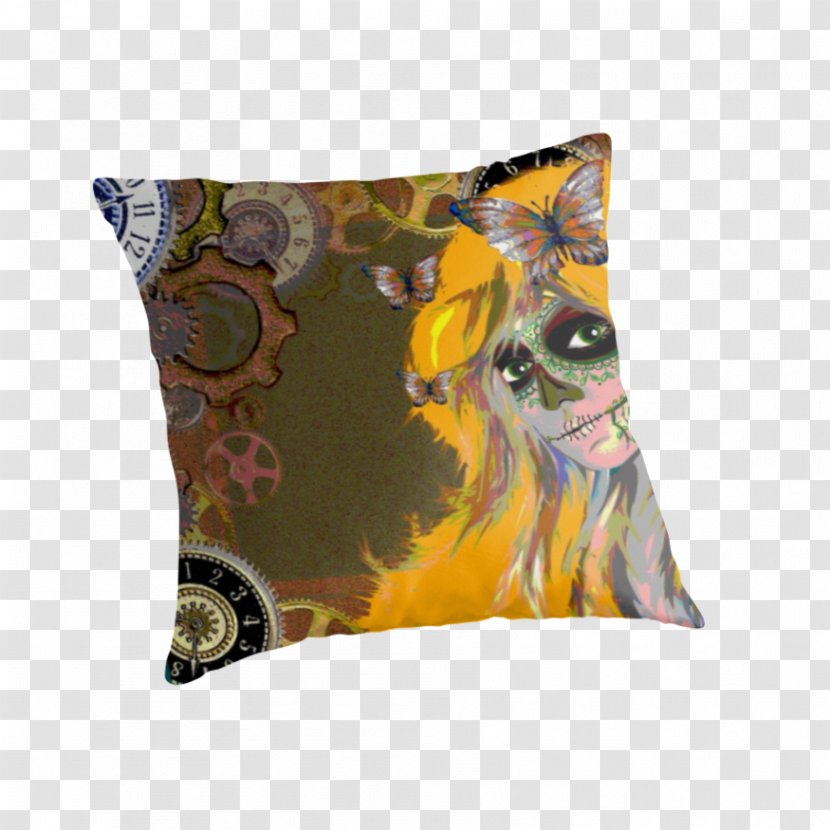 Hipster Throw Pillows Scarf - Yellow - Skull Transparent PNG