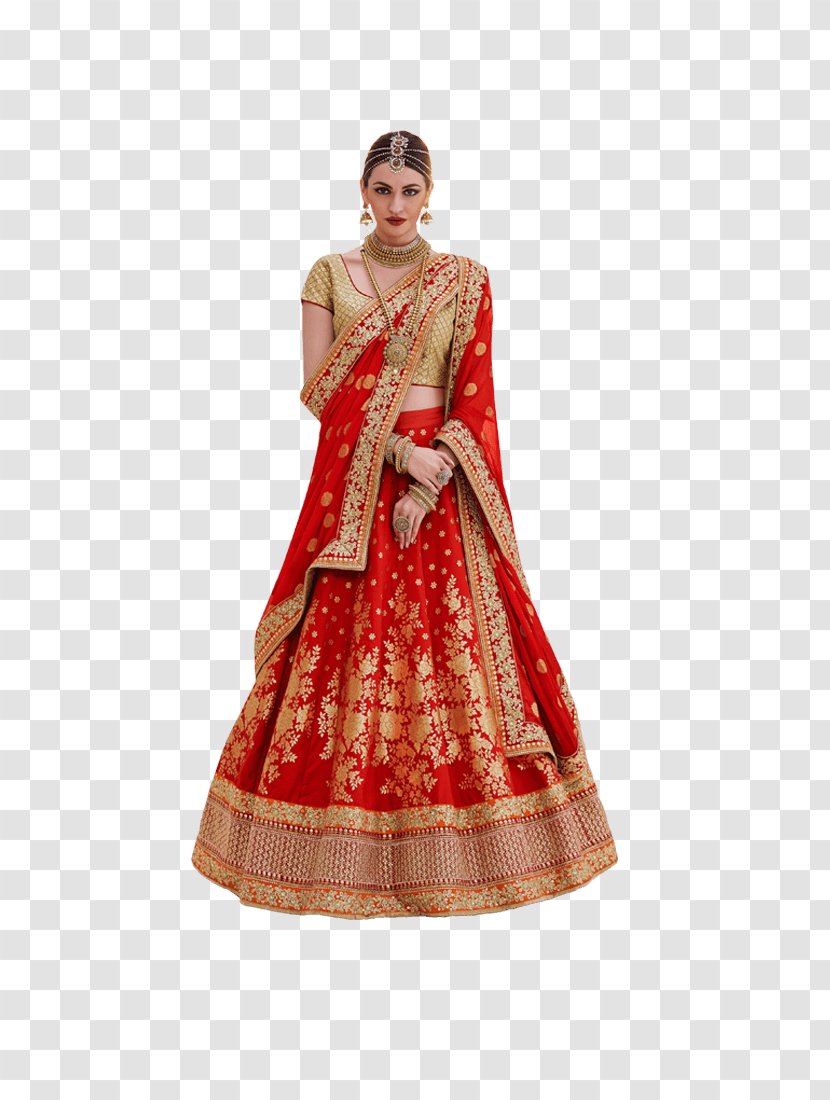 Zari Choli Lehenga Blouse Red - Dress - Gold Transparent PNG