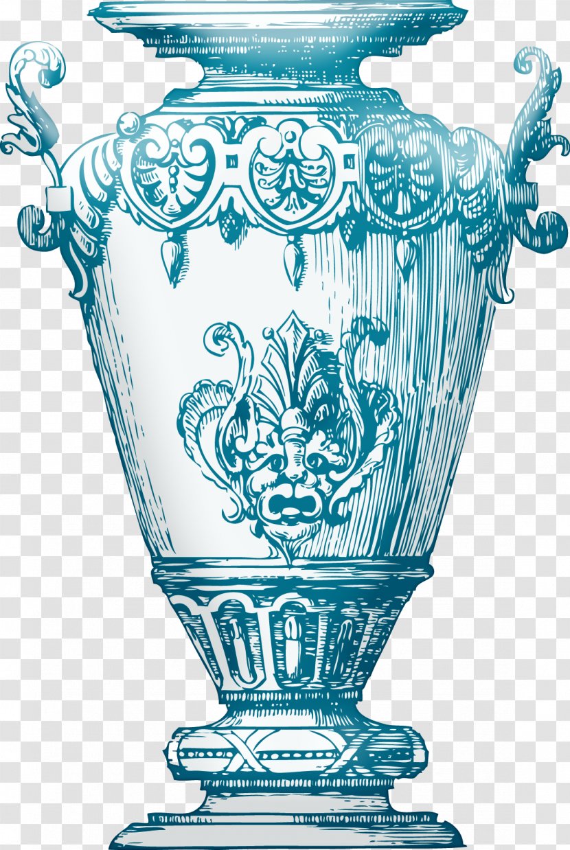 Antique Ornament Decorative Arts Drawing - Blue Print Jar Transparent PNG