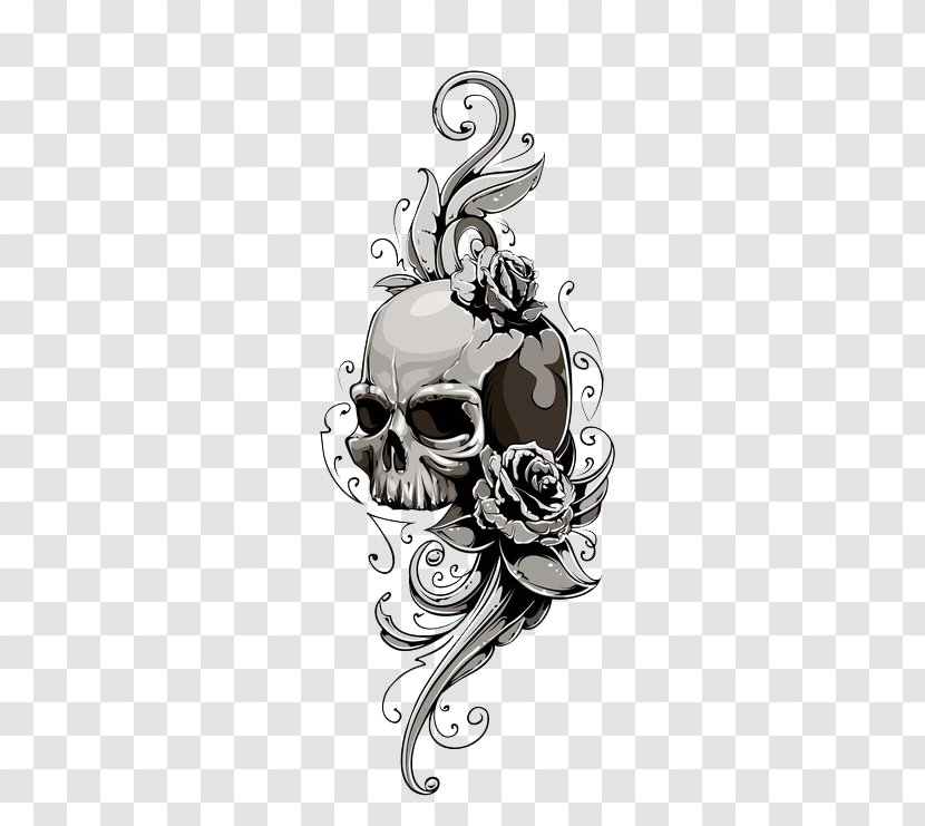 Human Skull Symbolism Tattoo Illustration - Halloween Transparent PNG