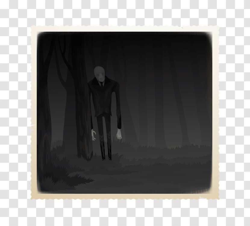 Creepypasta Minigame Protagonist Character - Black And White - Slender Transparent PNG