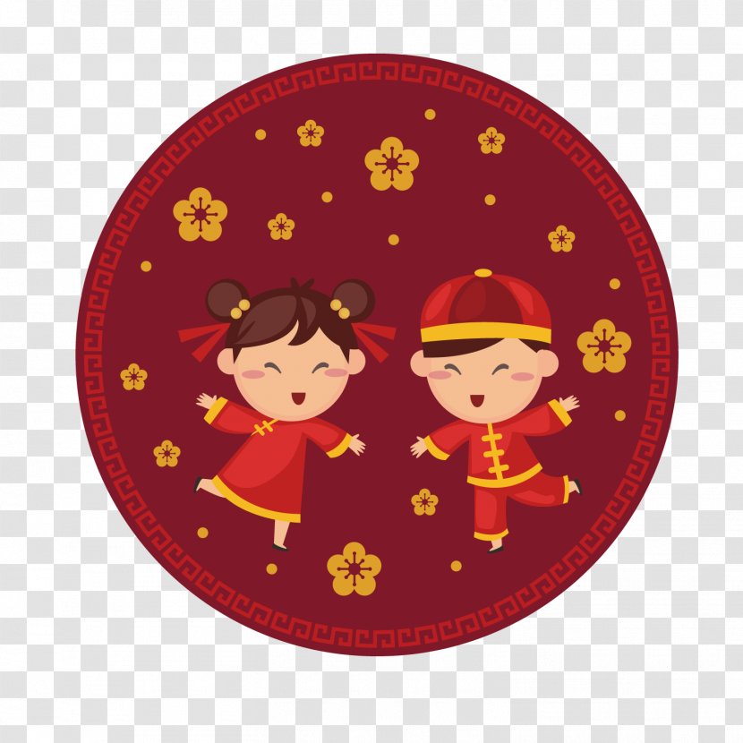 Chinese New Year Greeting Card Wish - Red - Smiling Children Transparent PNG
