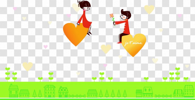 Love Cartoon Significant Other Romance - Frame - Couple On Orange Transparent PNG