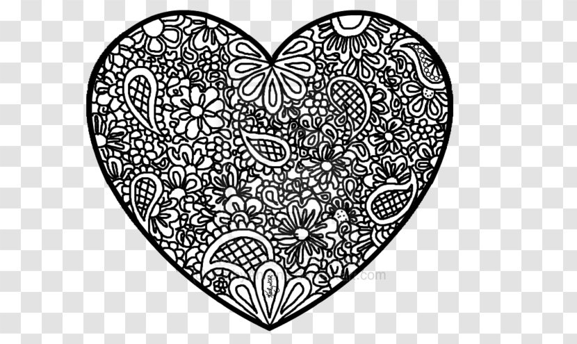 Coloring Book Colouring Pages Zentangle Abstract Heart - Silhouette - Doodle Transparent PNG
