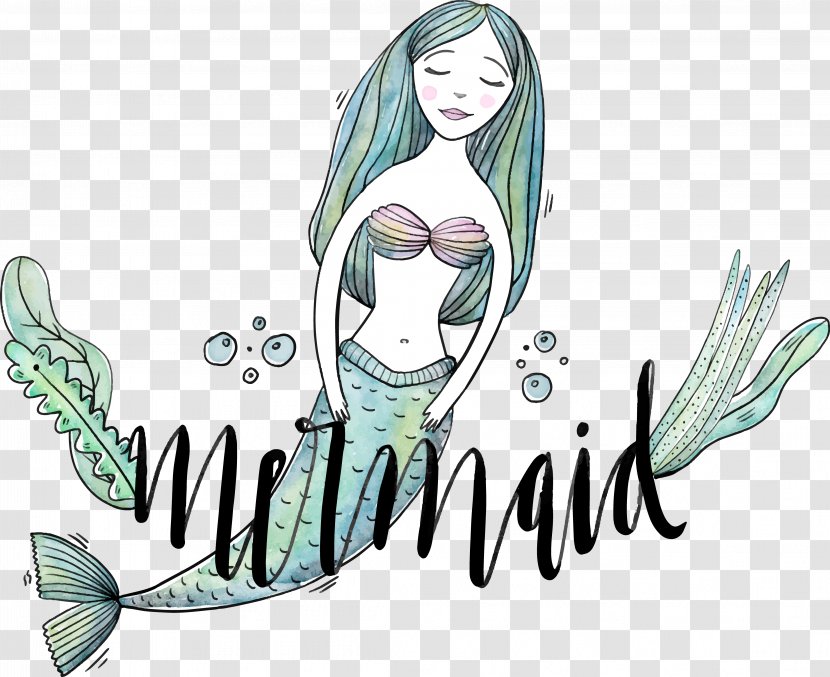 Mermaid Ocean Euclidean Vector Illustration - Cartoon - Marvel Seamless Summer Transparent PNG