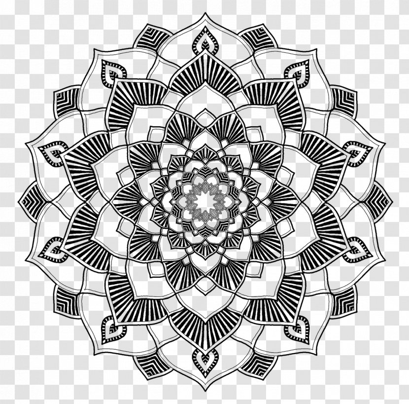 Mandala Coloring Book Sacred Geometry Line Art - Flowering Plant - White Transparent PNG