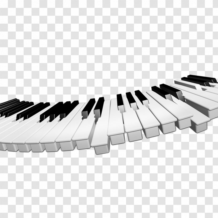 Digital Piano Musical Keyboard Black And White Instrument - Silhouette - Play Renderings Transparent PNG