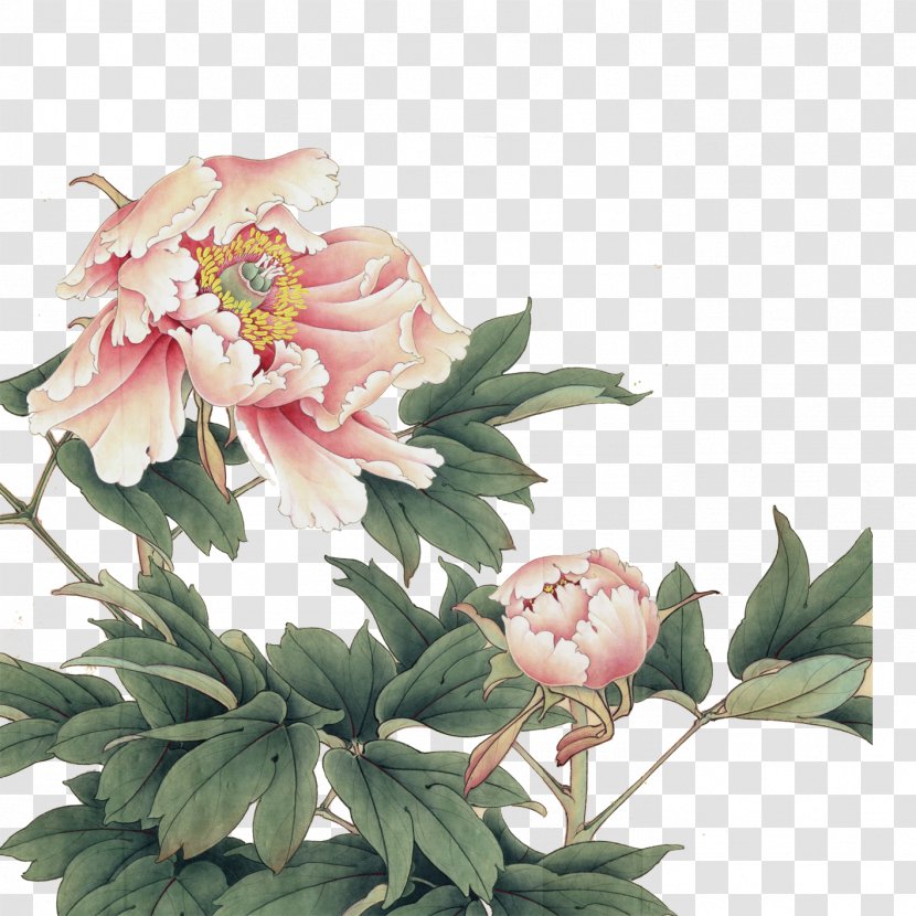 Chinese Painting Peony Gongbi Art Transparent PNG
