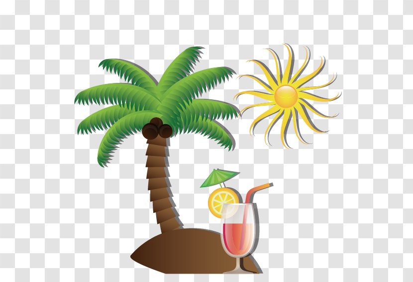 Coconut Trees And Cold Drinks - Palm Tree Transparent PNG