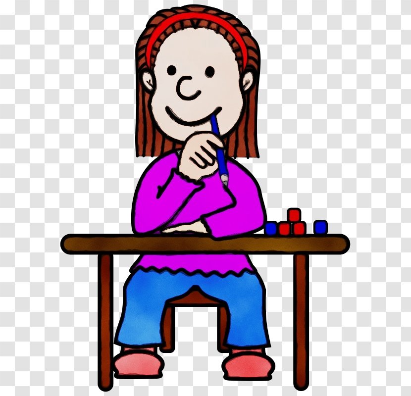 School Girl - Sitting Cartoon Transparent PNG