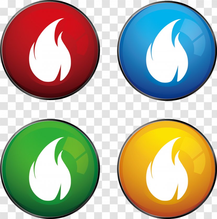 Button Flame - Vector Flames Painted Round Icon Transparent PNG