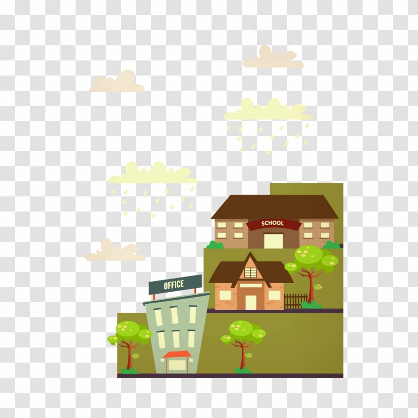 Euclidean Vector - House - Cartoon Cityscape Transparent PNG