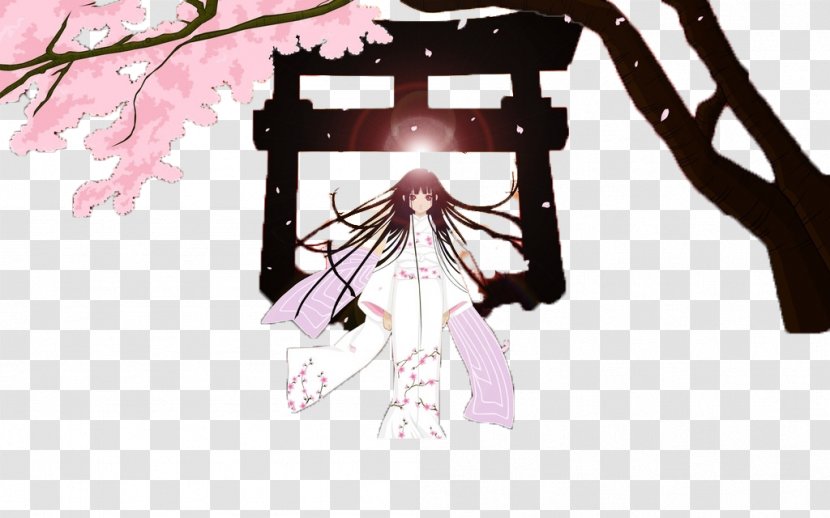 Cherry Blossom Cartoon - Heart - Tree Under Hand Painted Transparent PNG