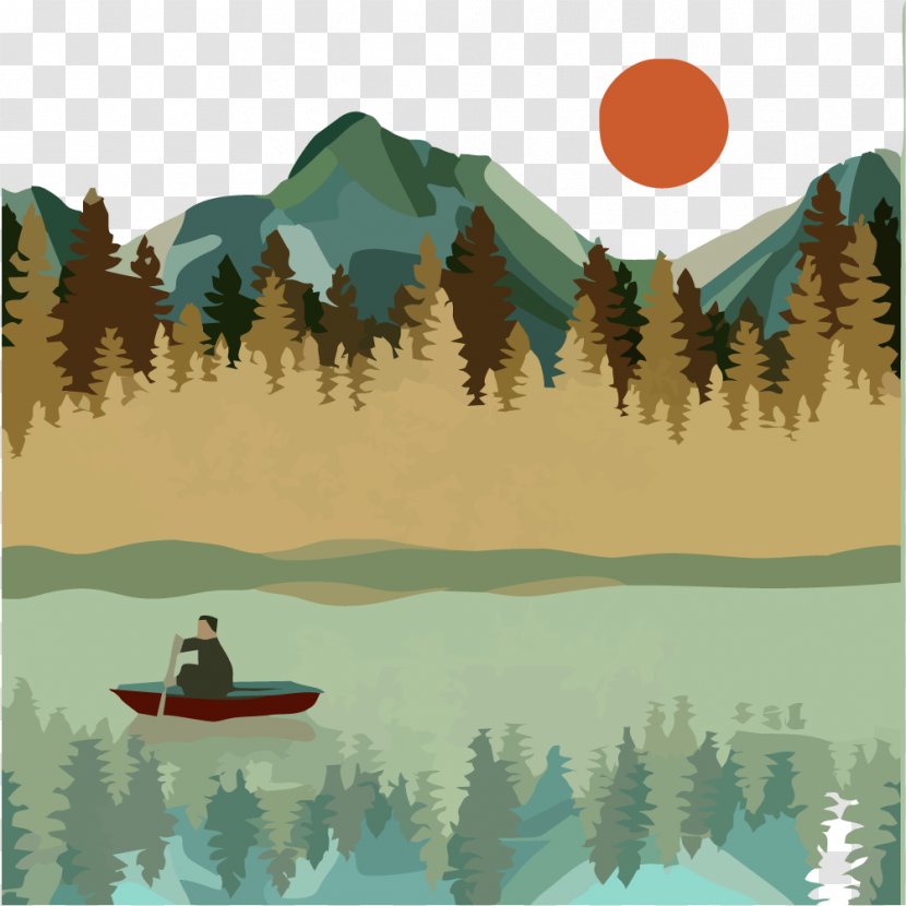 U96e8u5df7 Illustration - Comics - Sunrise Boating Little Transparent PNG