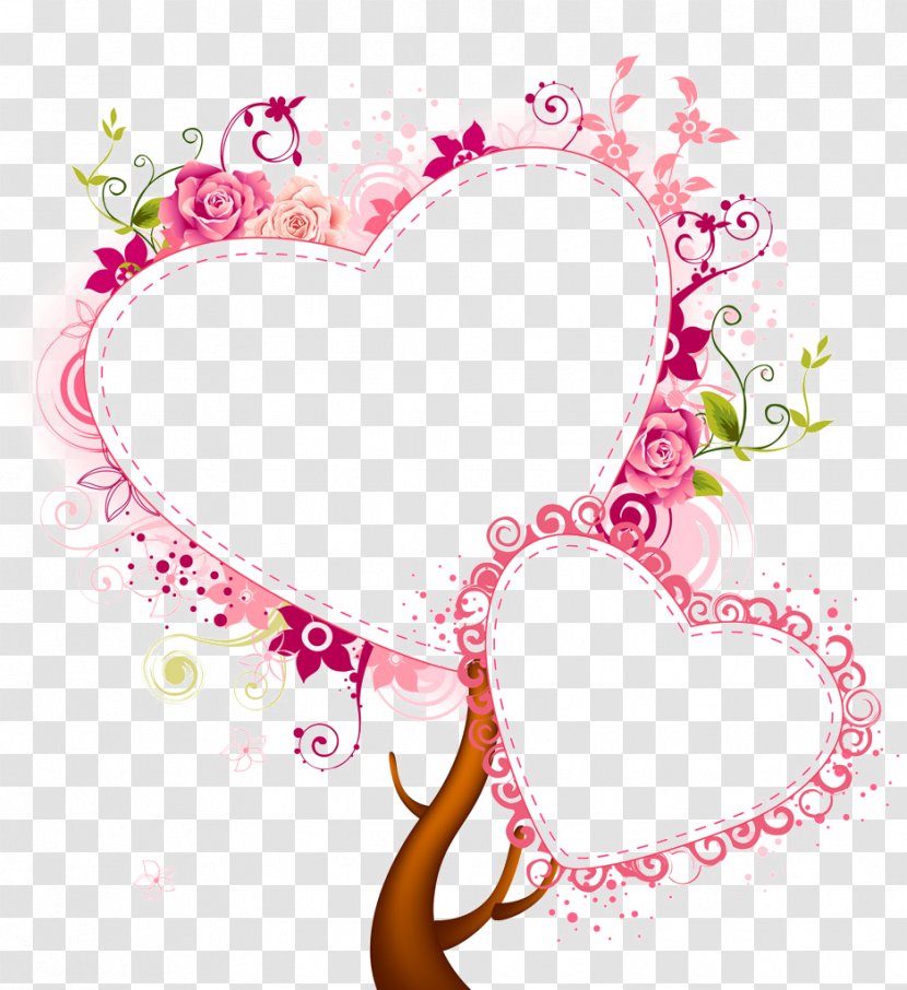 Right Border Of Heart Structure Euclidean Vector Pattern - Tree - Pink Heart-shaped Transparent PNG