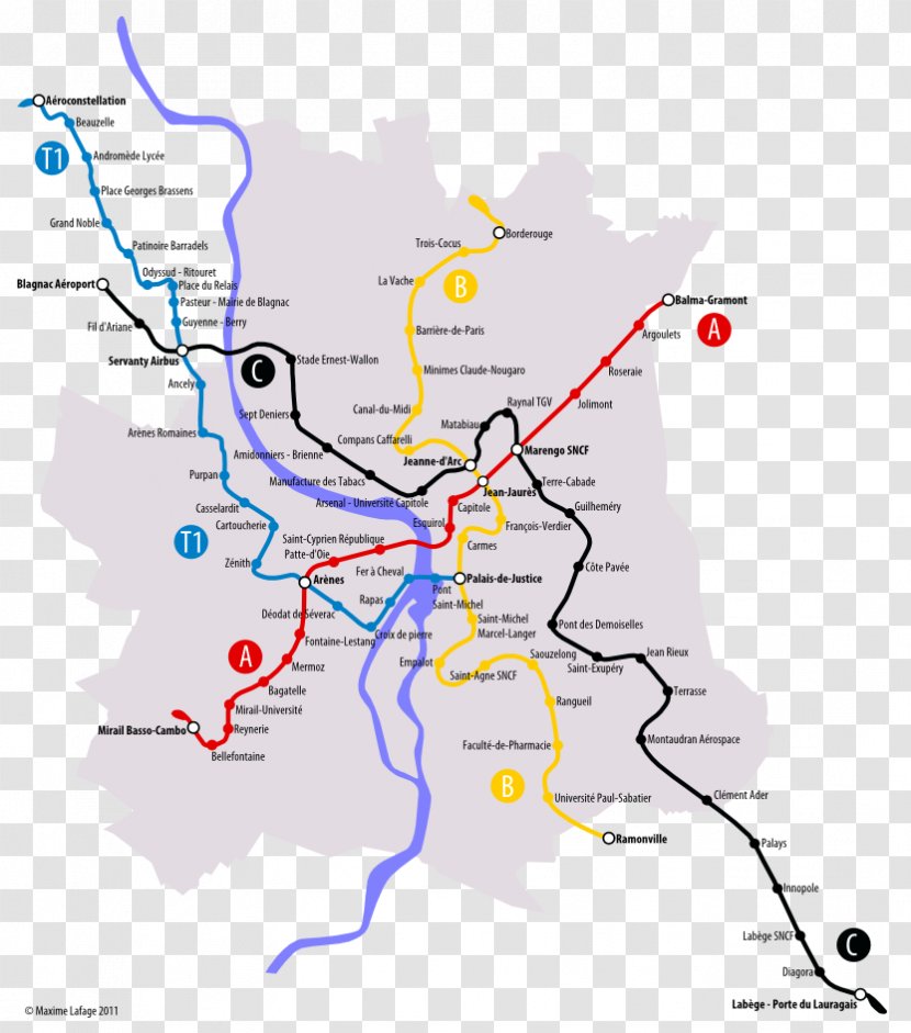 Toulouse Metro Line B Ligne C Du Réseau De Transports En Commun Aerospace Express Rapid Transit - Diagram - Map Transparent PNG
