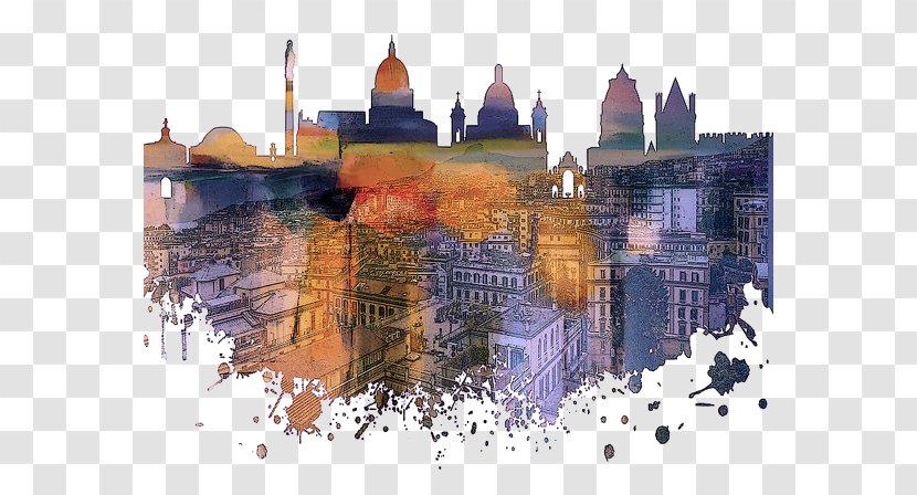 Birmingham The Architecture Of City Skyline Watercolor Painting Building Transparent PNG
