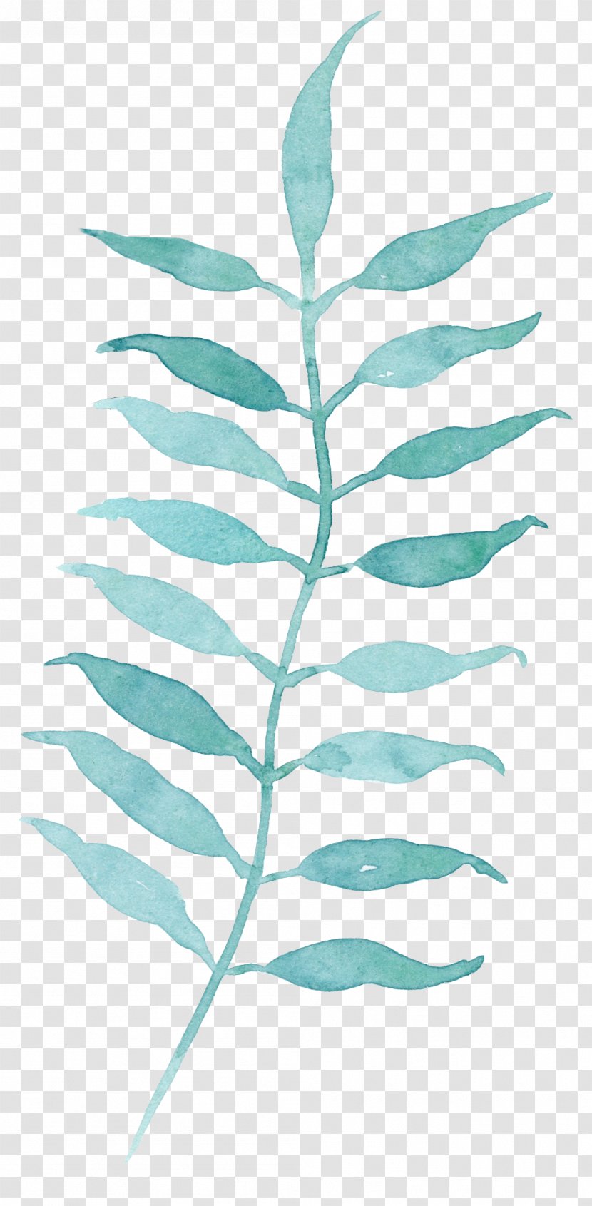 Leaf Poster Painting - Turquoise - Hand-painted Mint Green Leaves Transparent PNG