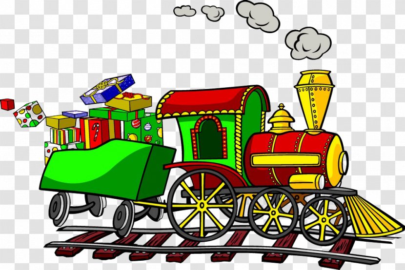 Train Santa Claus Rail Transport Christmas Transparent PNG