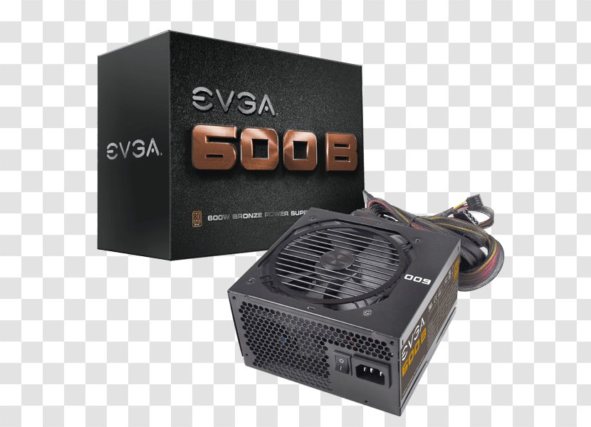 Power Supply Unit Graphics Cards & Video Adapters EVGA Corporation 80 Plus 600B Bronze - Personal Computer - 600 Watt3 Years Warranty Transparent PNG