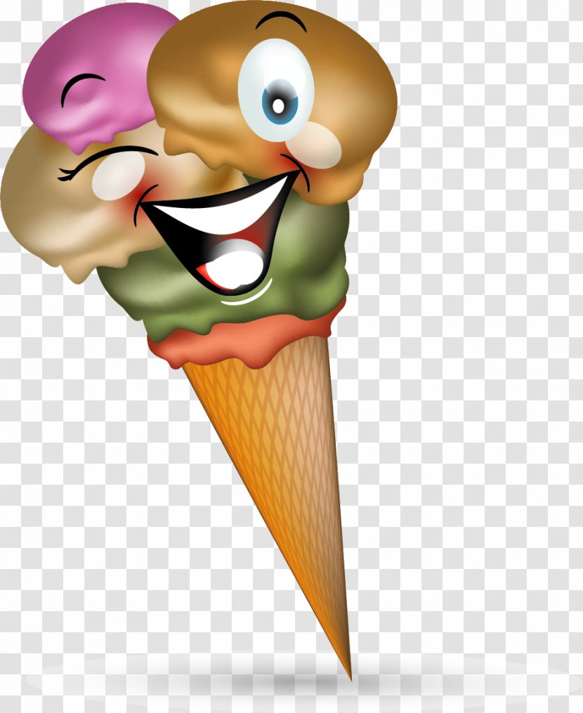 Ice Cream Cone Gelato Waffle - Egg - Vector Painted Funny Transparent PNG