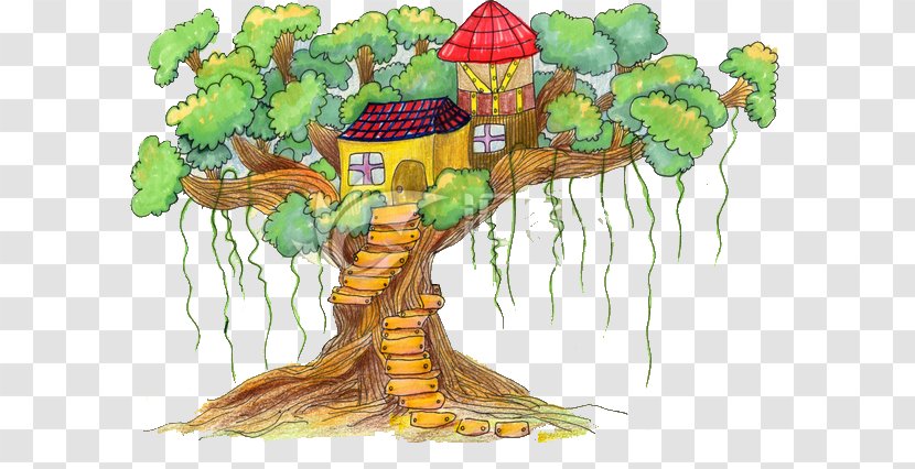 The Art Of Painting Cartoon Tree Illustration - Plant - Bird House Transparent PNG