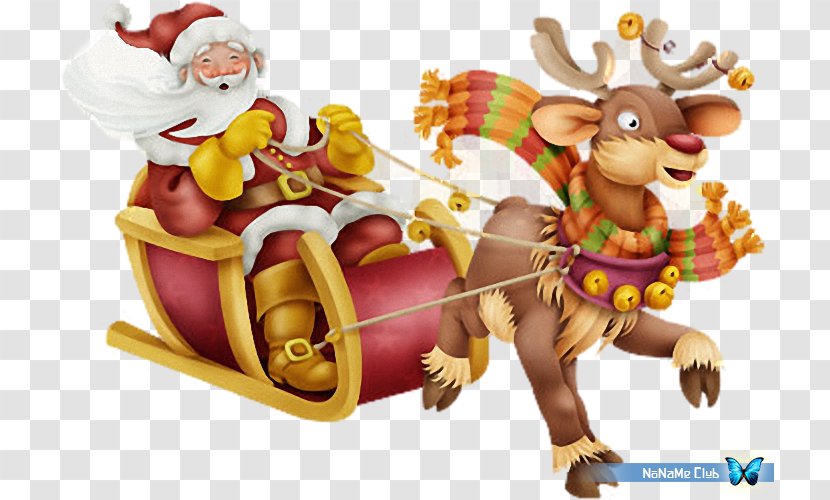 Reindeer Santa Claus Ded Moroz Christmas Ornament Snegurochka - Sled Transparent PNG