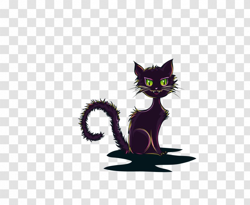 Black Cat Kitten Whiskers Transparent PNG