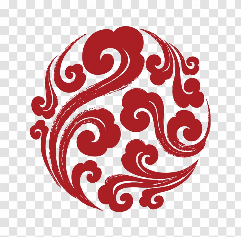Xiangyun County Chinoiserie Cloud Drawing - Red - Circular Patterns Transparent PNG