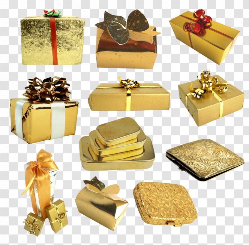 Gift Box Gold New Year - Tree Transparent PNG