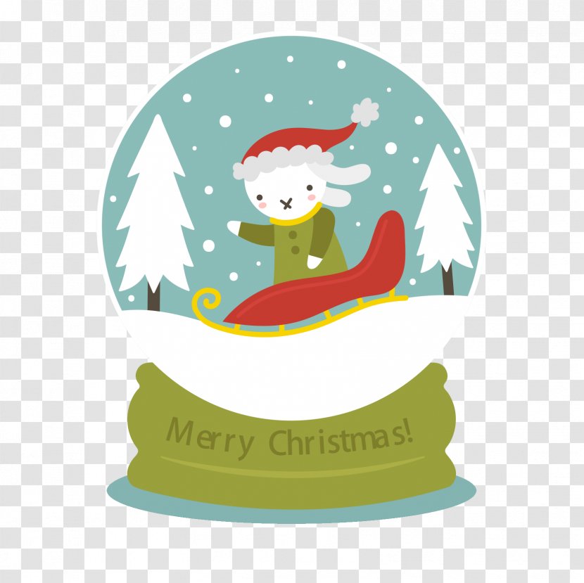 Snow Globe Rabbit Cartoon - Green - White Transparent PNG