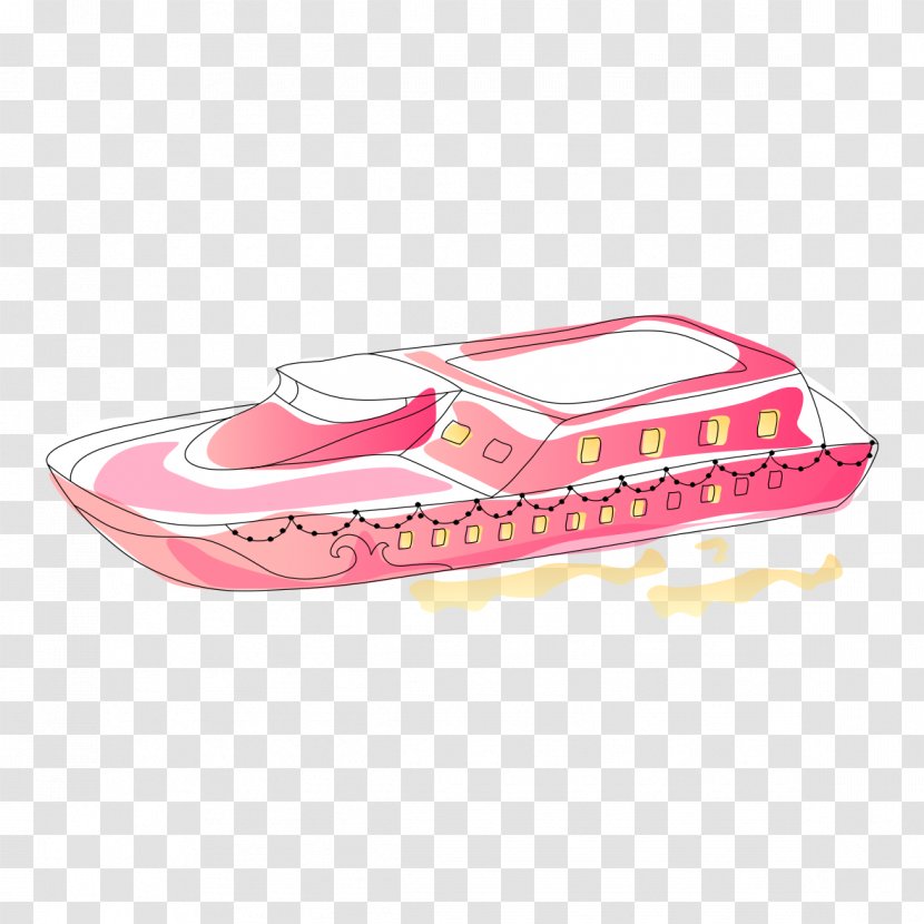 Ship Pink Drawing Red - Footwear - Hand-painted Transparent PNG