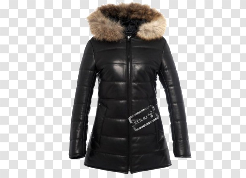 Leather Jacket Parka Hood Fur Overcoat Transparent PNG