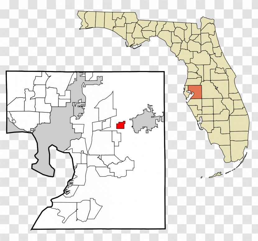 Riverview Greater Carrollwood University Ruskin Thonotosassa - Map - Florida Transparent PNG