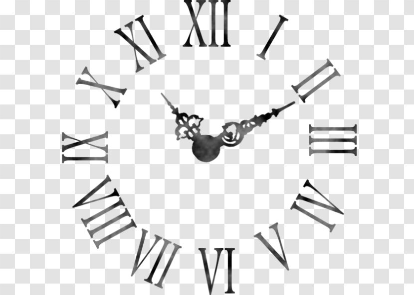 Clock Face Roman Numerals Numerical Digit Numeral System - Black And White Transparent PNG