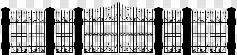 Fence Iron Black And White Steel - Outdoor Structure - Silhouette Clip Art Transparent PNG