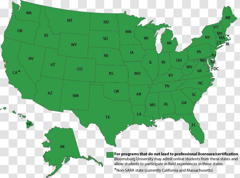 United States Blank Map Vector - Green Transparent PNG