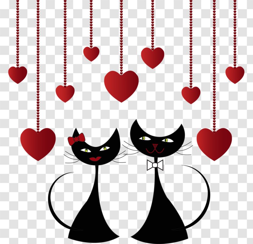 Kitten Black Cat Valentine's Day Singapura - Heart Transparent PNG