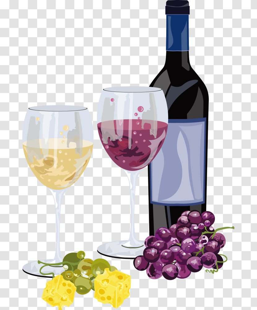 Red Wine Common Grape Vine - Alcoholic Beverage - Vector Delicious Juice Transparent PNG