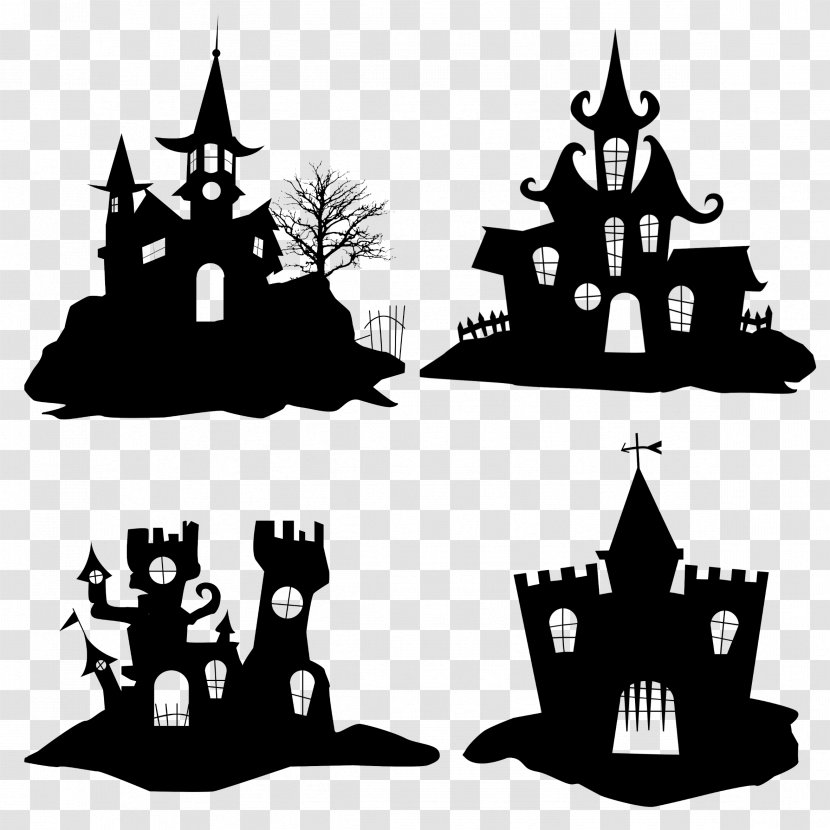 Halloween Silhouette Icon - Black And White - House Transparent PNG