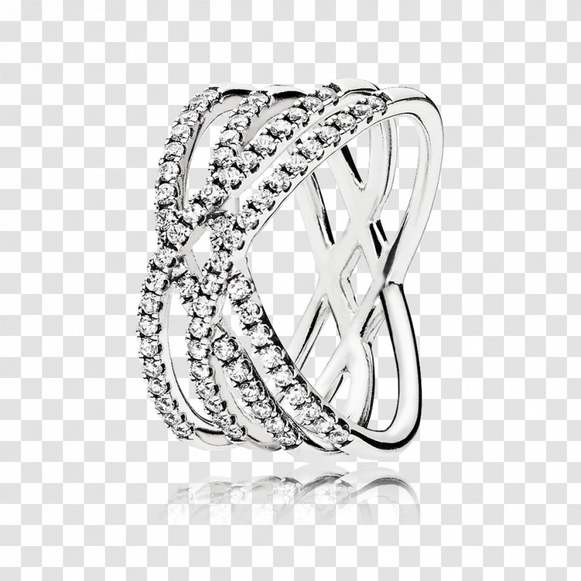 Pandora Cosmic Lines CZ Ring Cubic Zirconia Abstract Elegance - Linked Love Transparent PNG