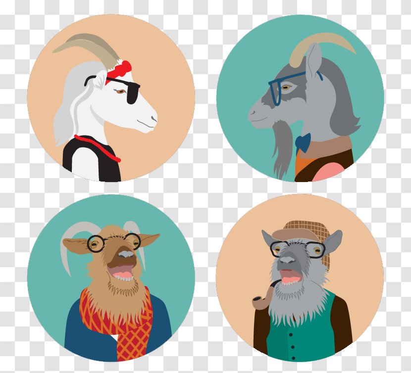 Hipster Poster - Art - 4 Fashion Goat Head Vector Material Transparent PNG