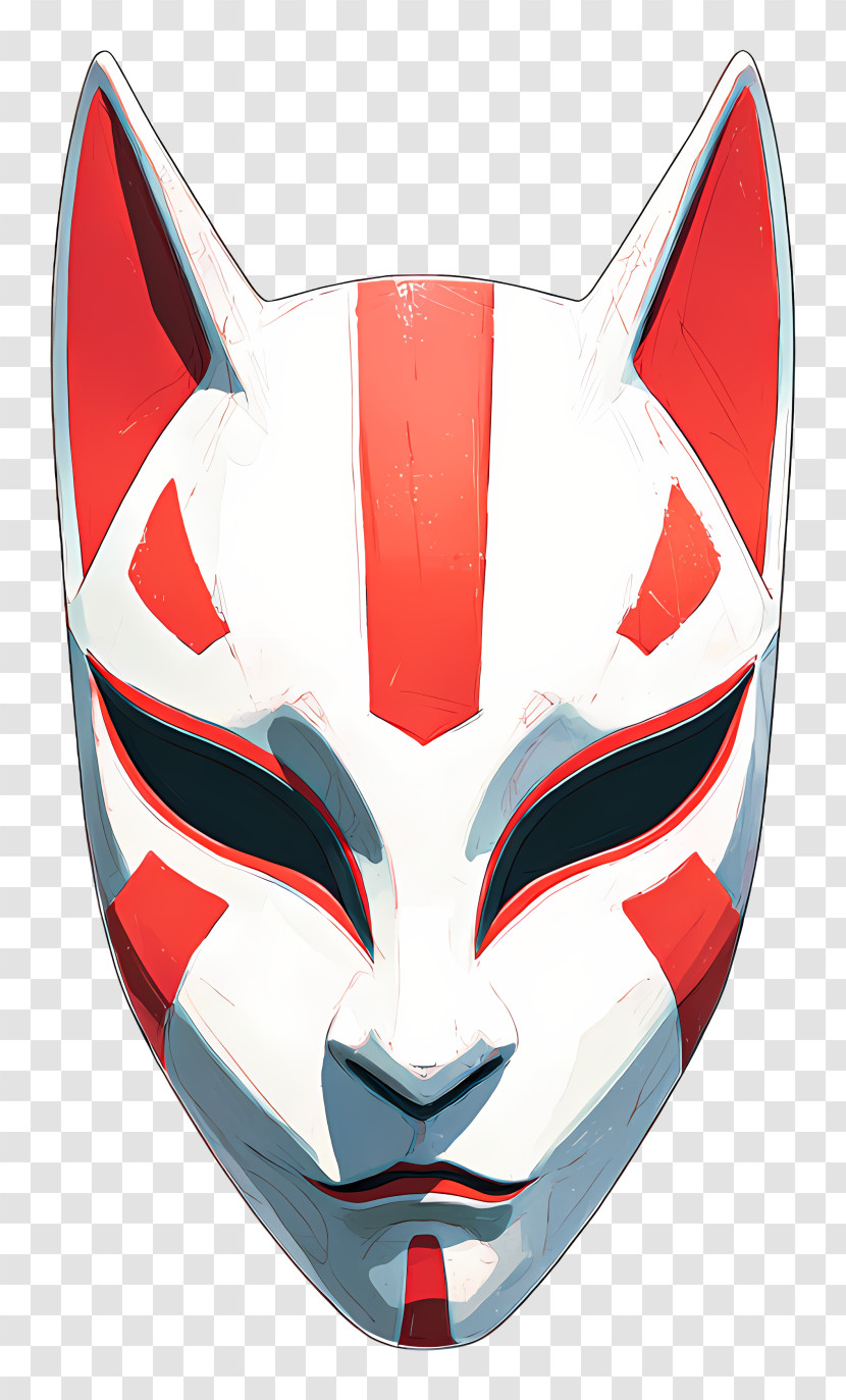Anime Mask - Red And White Fox Mask Transparent PNG