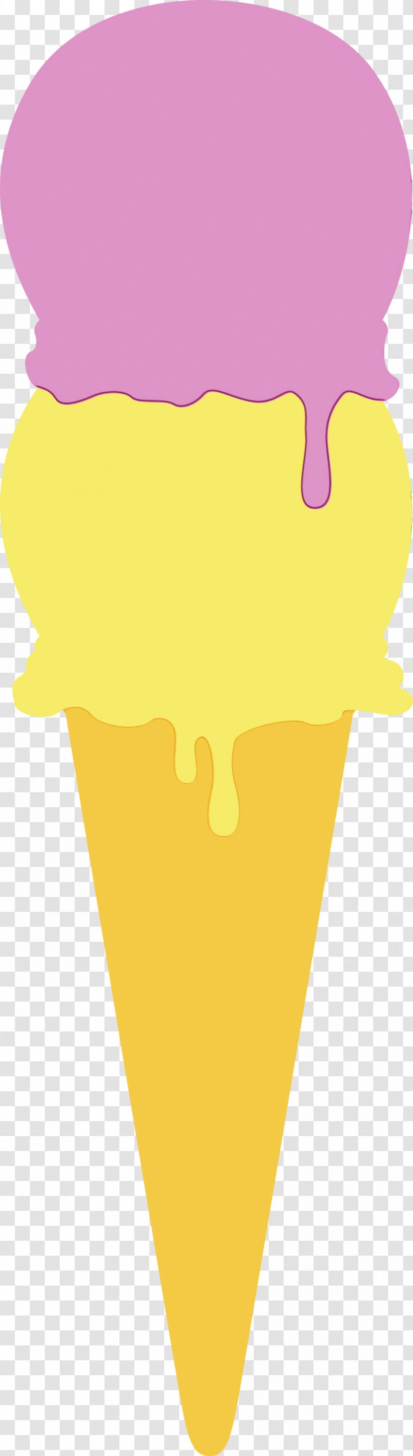 Ice Cream Cone Cartoon Yellow Line Violet Transparent PNG