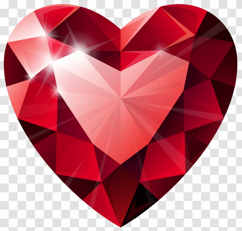 Red Diamonds Heart Clip Art - Diamond Transparent PNG