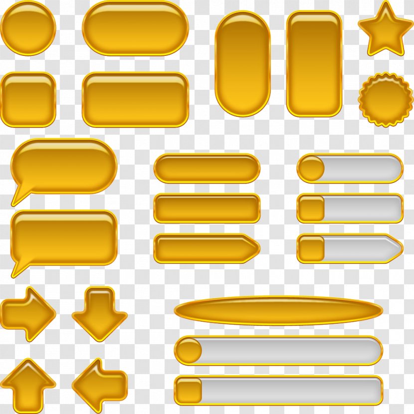 Vector Yellow Button - Material - Text Transparent PNG
