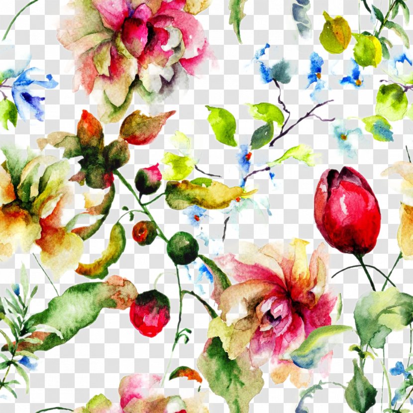 Pink Flowers Painting Wallpaper - Watercolor - Beautiful Background Transparent PNG
