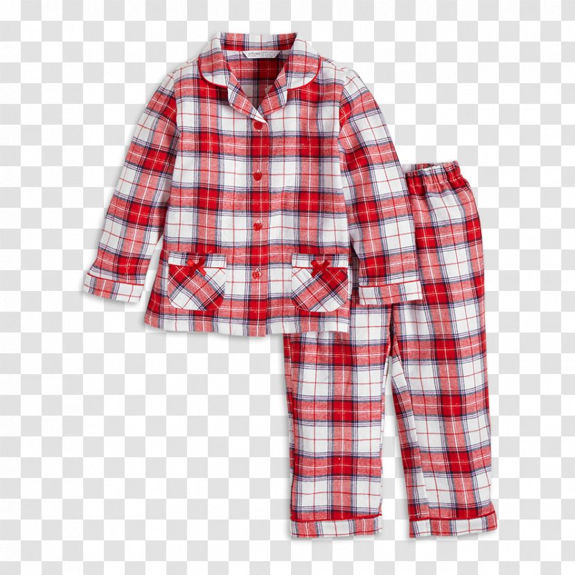 Pajamas Flannel Child Sleeve Tartan - Button Transparent PNG